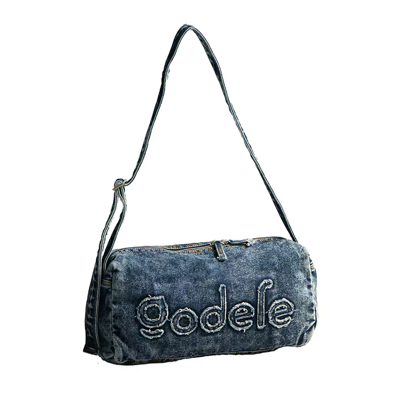 လျှော်ဖွပ်ထားသော Denim Shoulder Bag